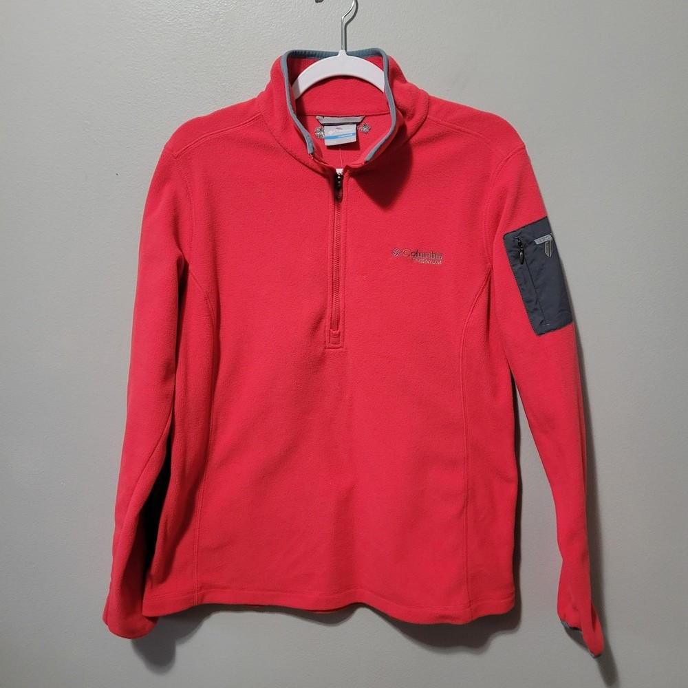 Columbia Women's redish Half-Zip Fleece with Gray Arm Pocket